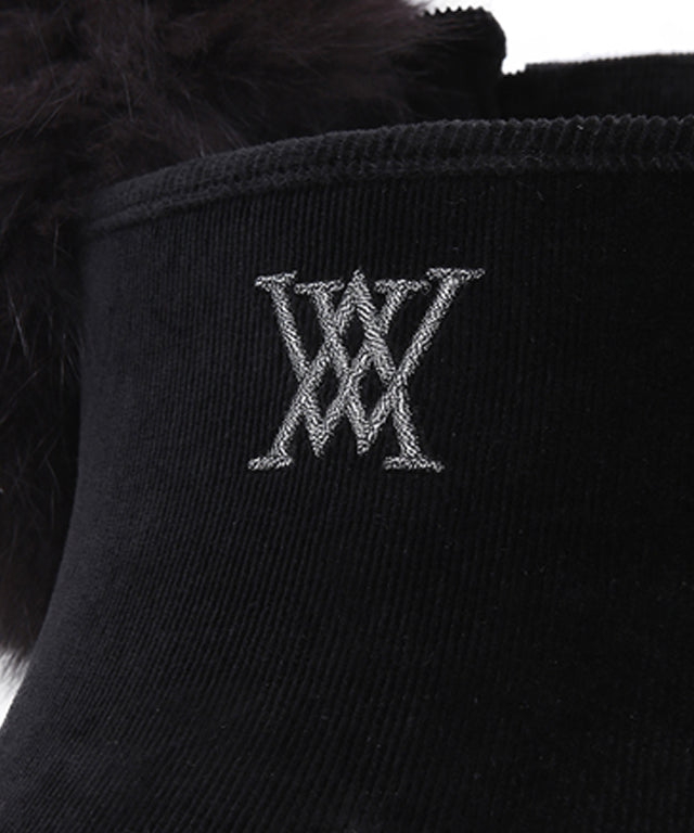 Women's Real Fur Snow Winter Visor - Black