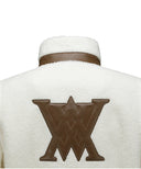 Women's Leather Patch Point Fleece Jacket - Ivory