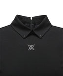 Women's Back Zip Point Long T-Shirt - Black