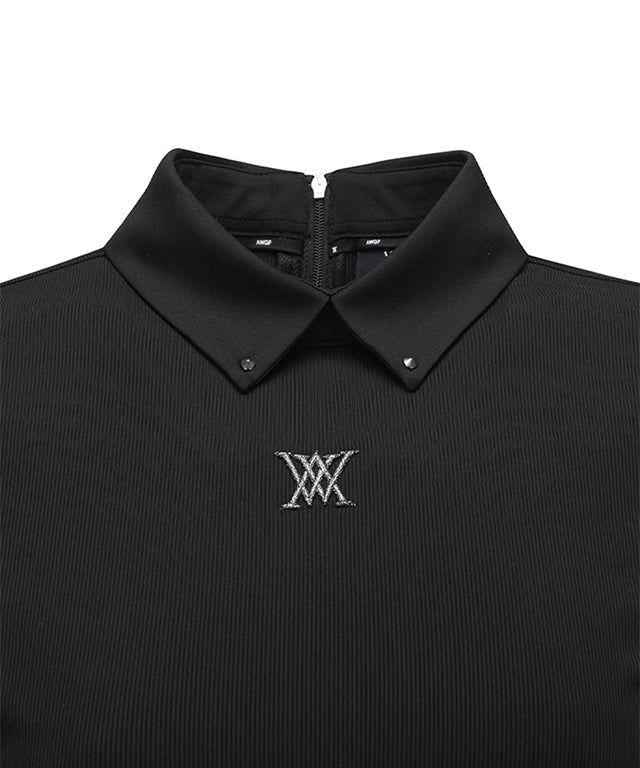 Women's Back Zip Point Long T-Shirt - Black