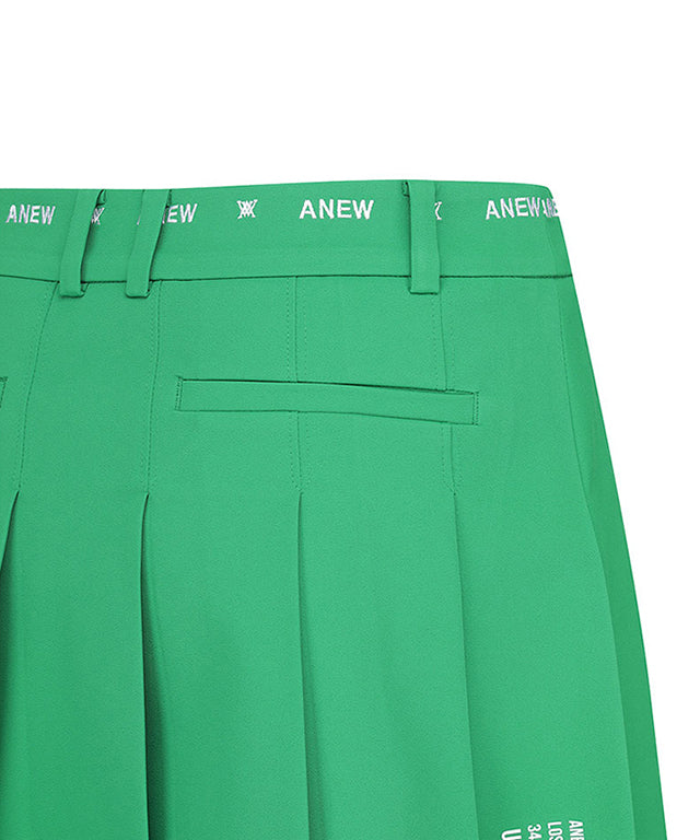 Women's Middle Length Pleats Skirt - Green