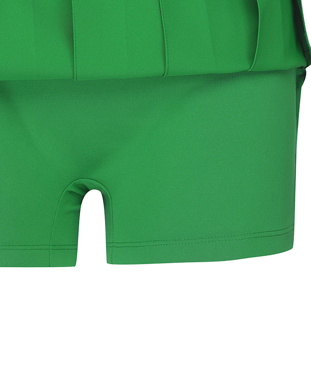 Women's Big Logo Pleats Middle Long Skirt - Green