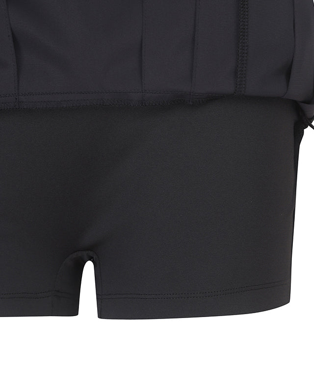 Women's Leather Half Pleats SQ - Black