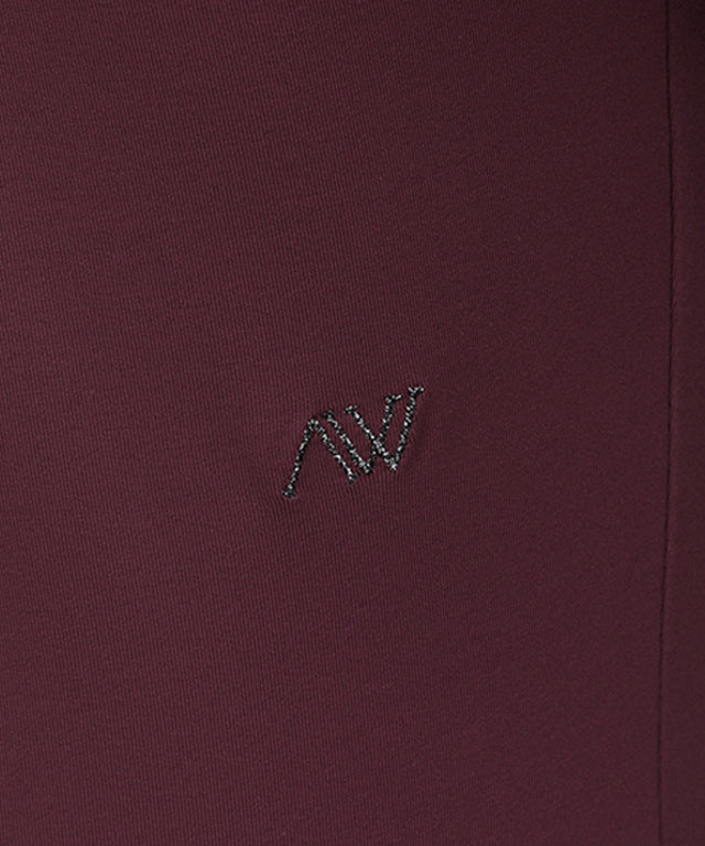 Women's Collar Color Blocked Long T-shirt - Wine