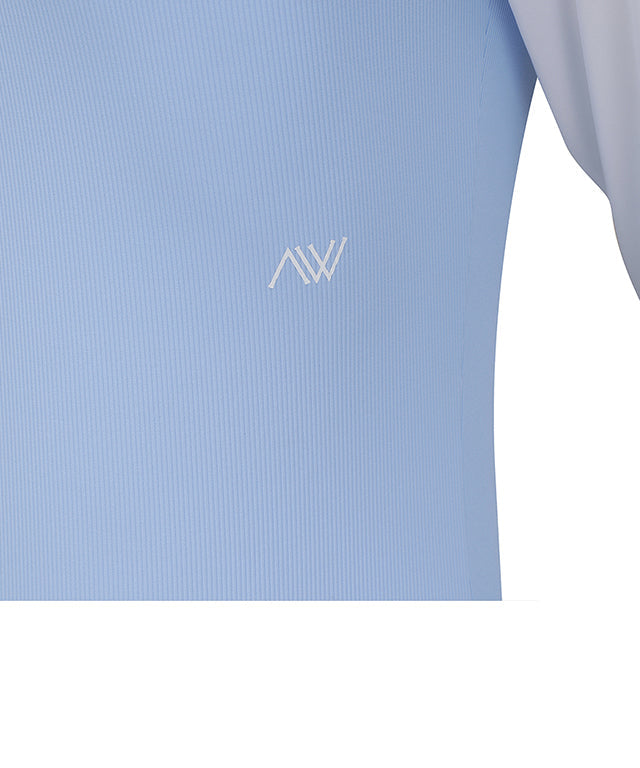 Women's Triangle Mesh Block Long T-Shirt - S/Blue