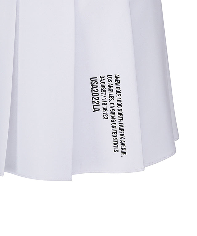 Women's Middle Length Pleats Skirt- White