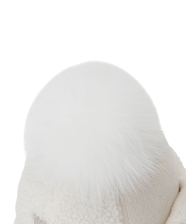Women's Curly Ball Cap - White