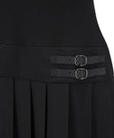 Women's Ribbed Pleated Block Bress - Black