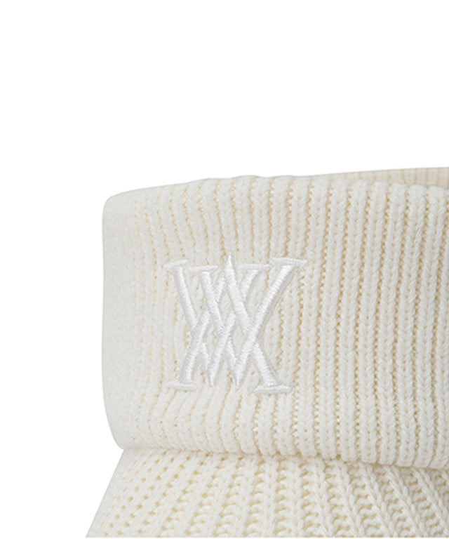 Solid Knit Visor - White