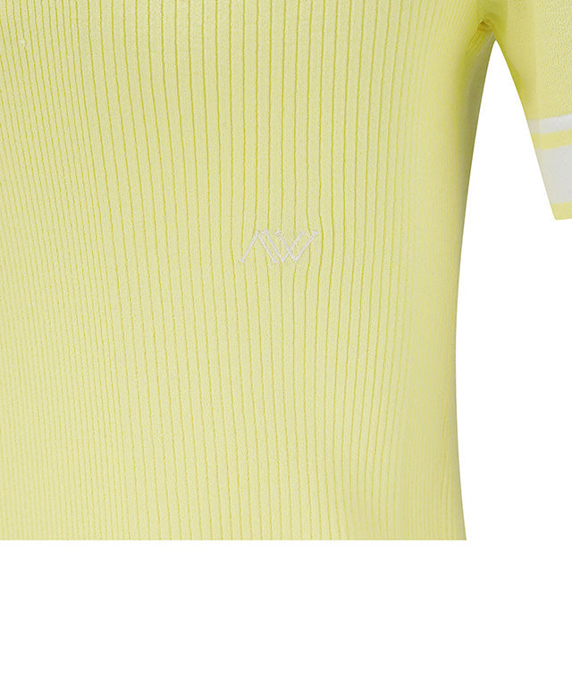 Women's Collar Corduroy Short Sweater - Yellow