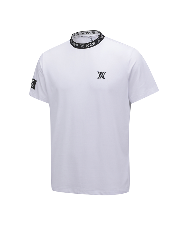 Men's Neck Jacquard Logo Short T-Shirt - White