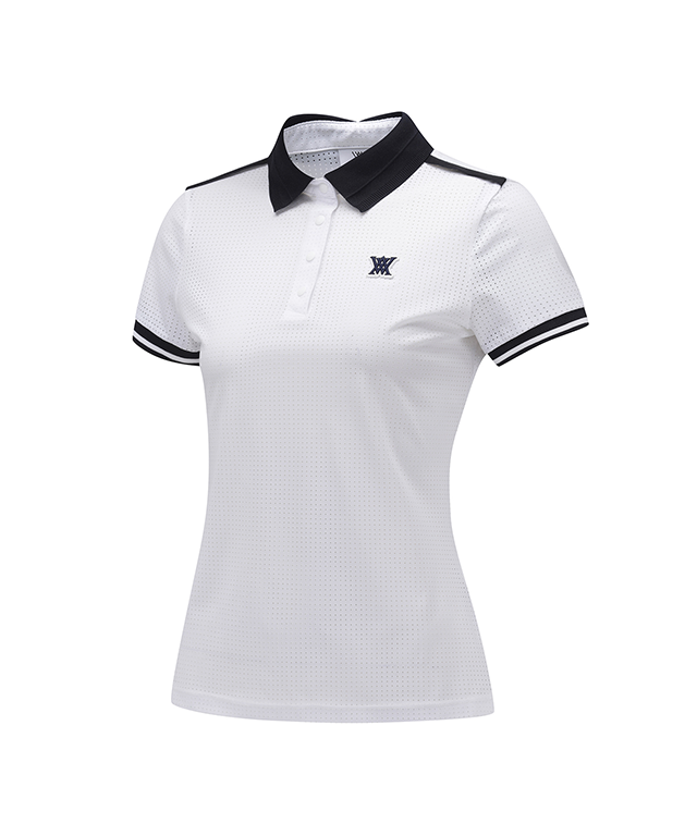 Women's All Ventilation Collar Short T-Shirt - White