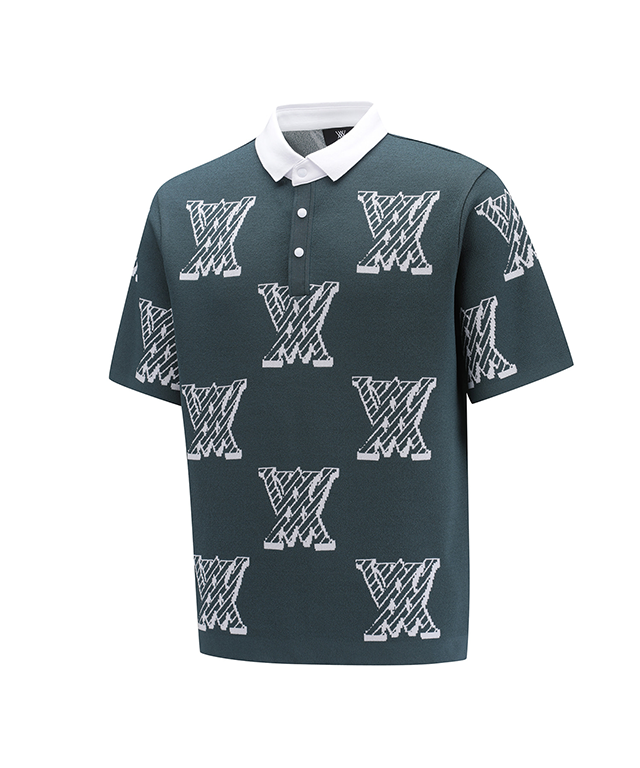 Men's Pixel Logo Point Short Sweater - Green
