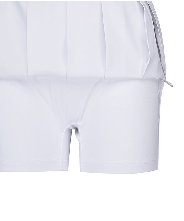 Women's Middle Length Pleats Skirt- White