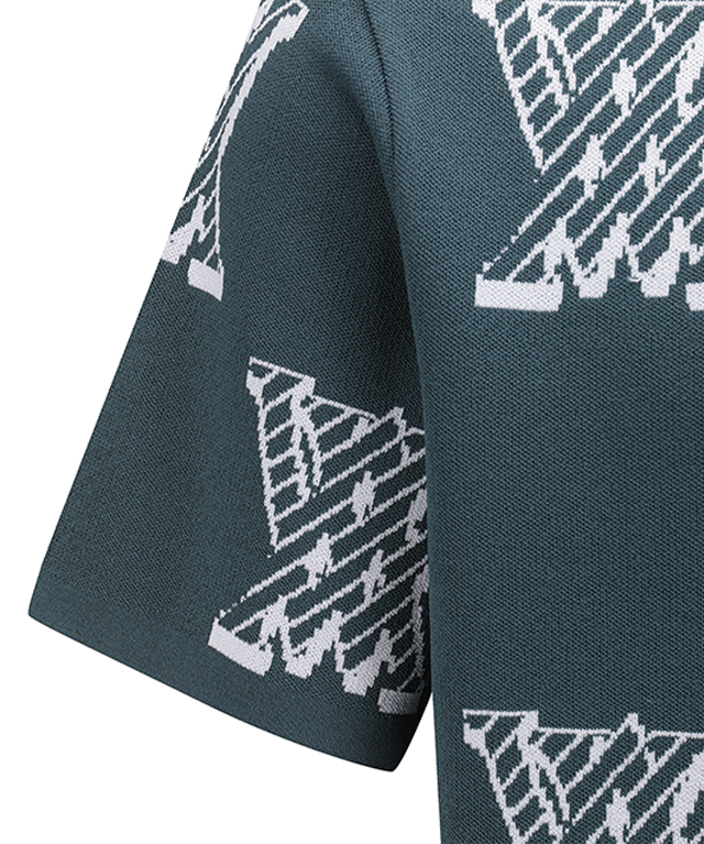 Men's Pixel Logo Point Short Sweater - Green
