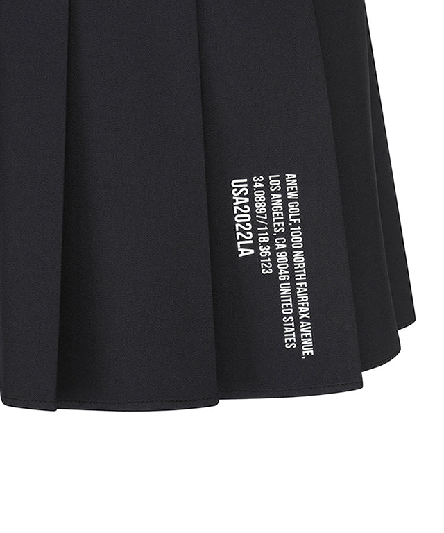 Women's Middle Length Pleats Skirt - Black