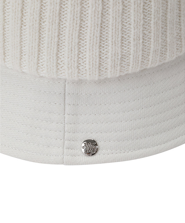 Women's Woven Knit Mix Bucket Hat - Off White