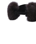 Women's Real Fur Snow Winter Visor - Black