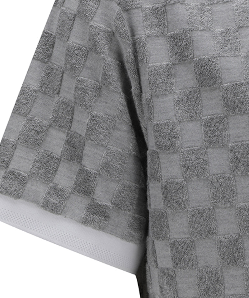 ANEW Golf Men's Terry Check Block Short T-Shirt - Gray