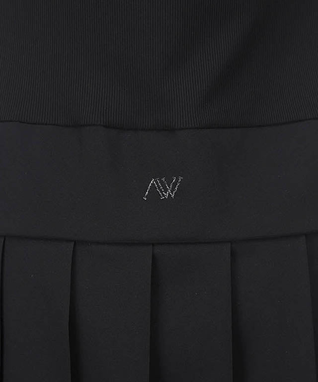 Women's Ribbed Pleated Block Bress - Black
