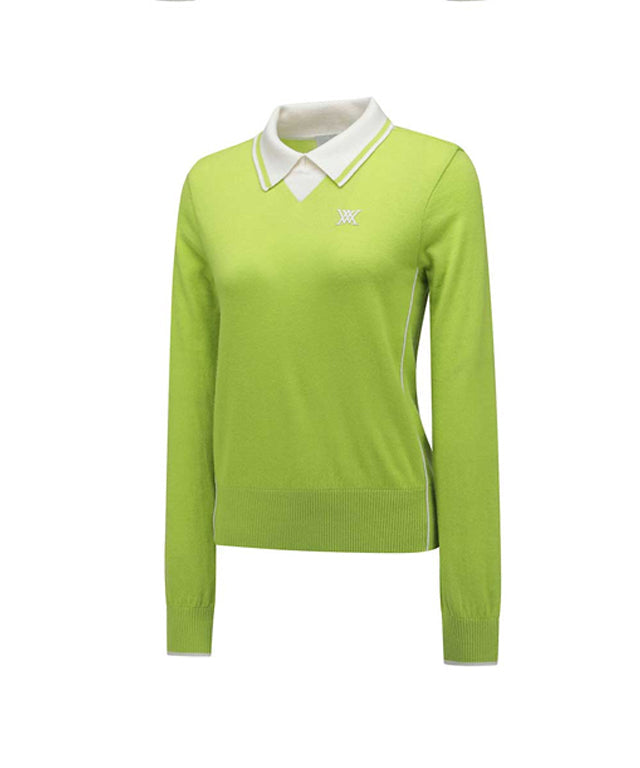 Women's Collared PSweater - Light Green