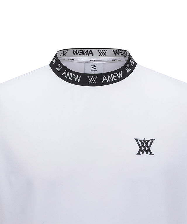 Men's Neck Jacquard Logo Short T-Shirt - White
