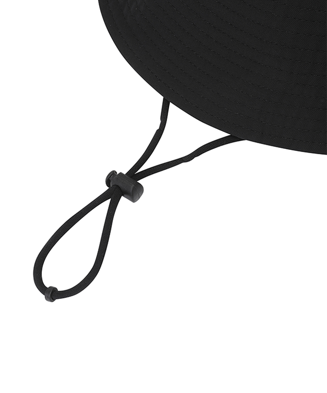 Unbalanced Wide Brim Bucket Hat - Black