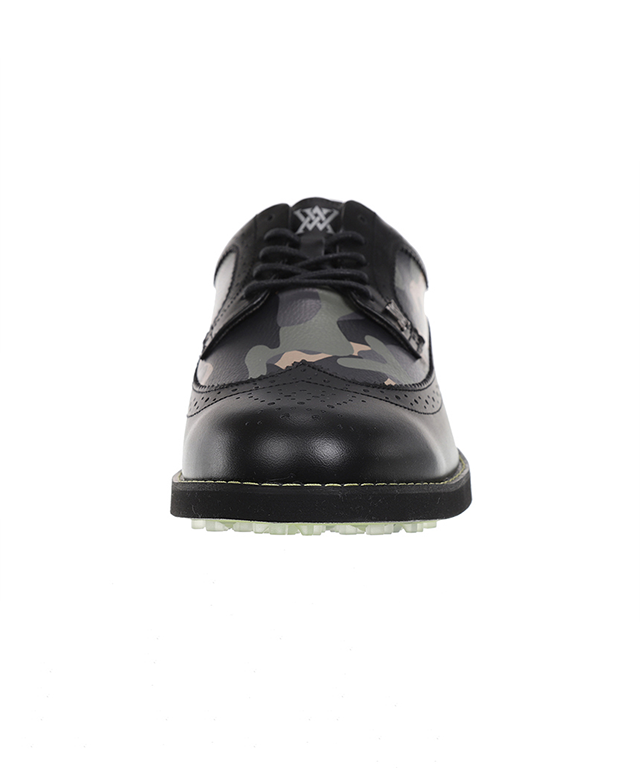 Men's Camo Wingtip Brogue Shoes - Black