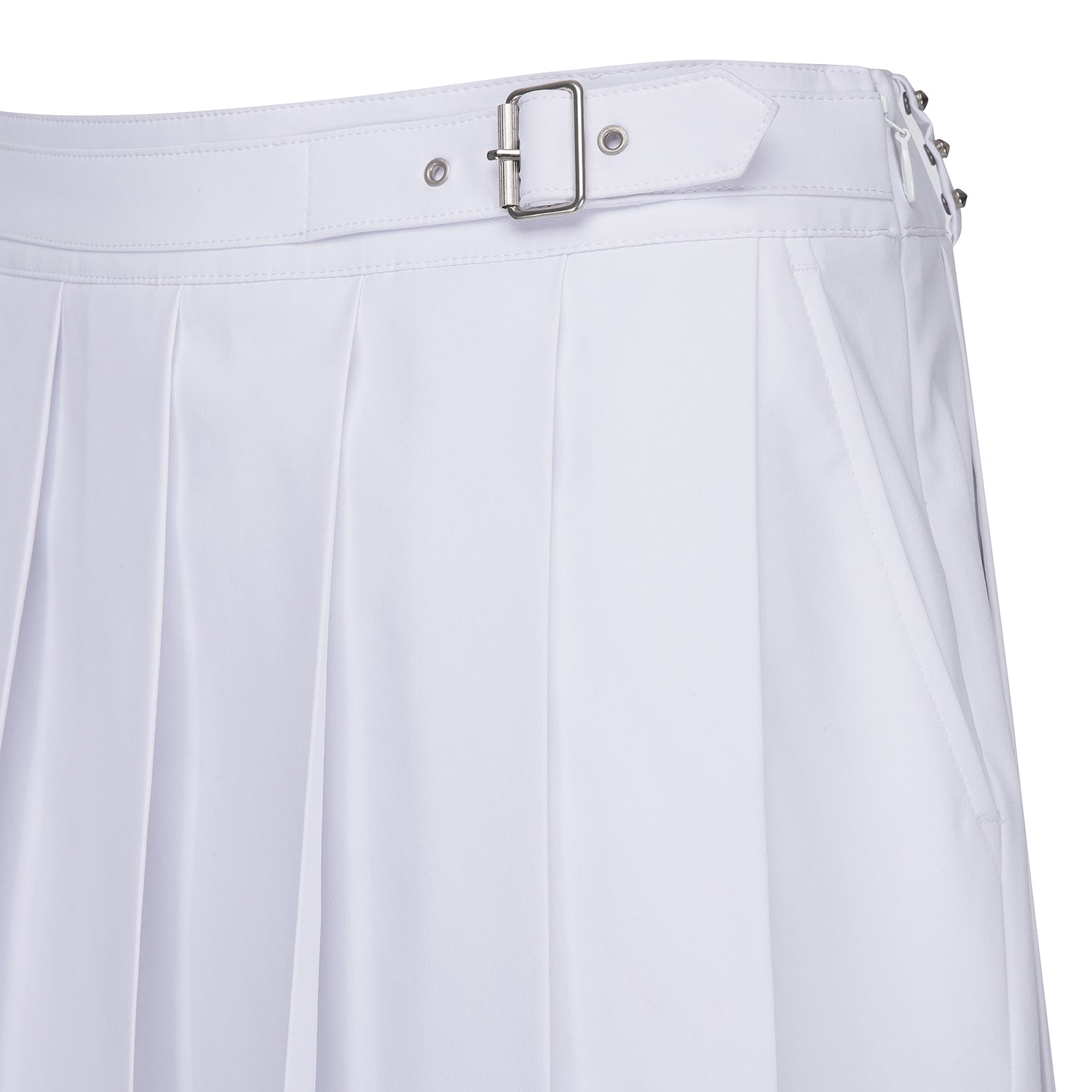 Women's Belt Loop Point Outer Pleated Shorts - White