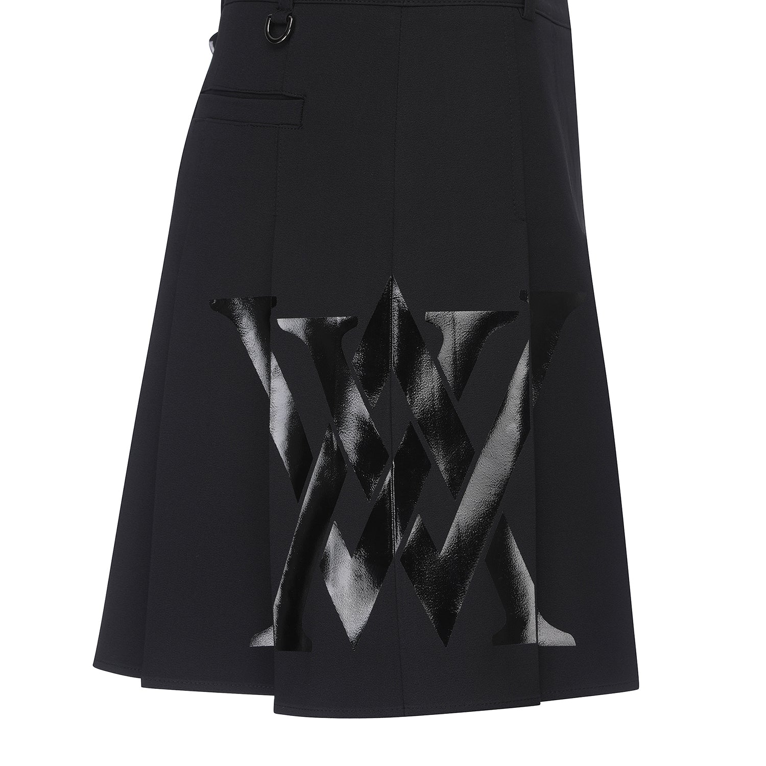 Big Logo Pleats Middle Long Skirt