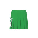 Women's Big Logo Pleats Middle Long Skirt - Green