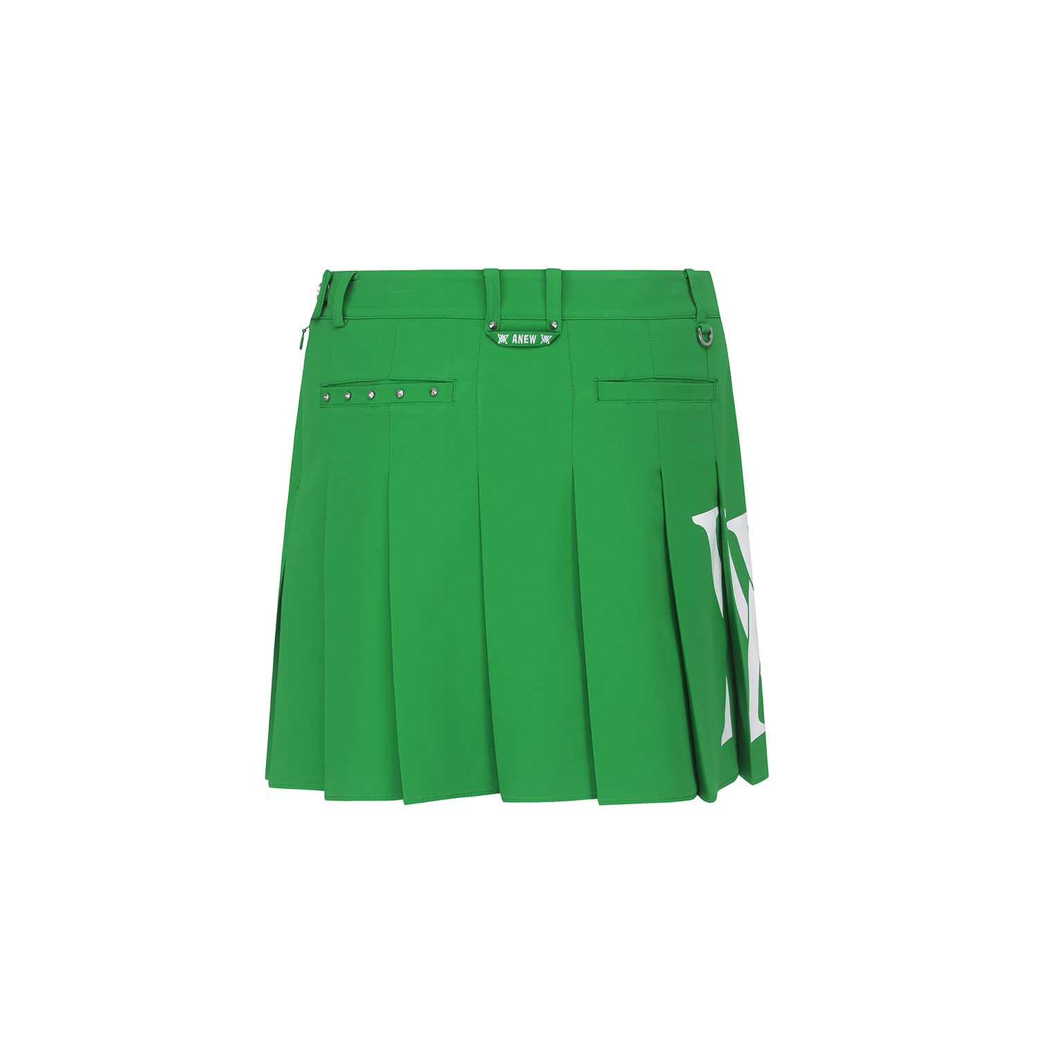 Women's Big Logo Pleats Middle Long Skirt - Green