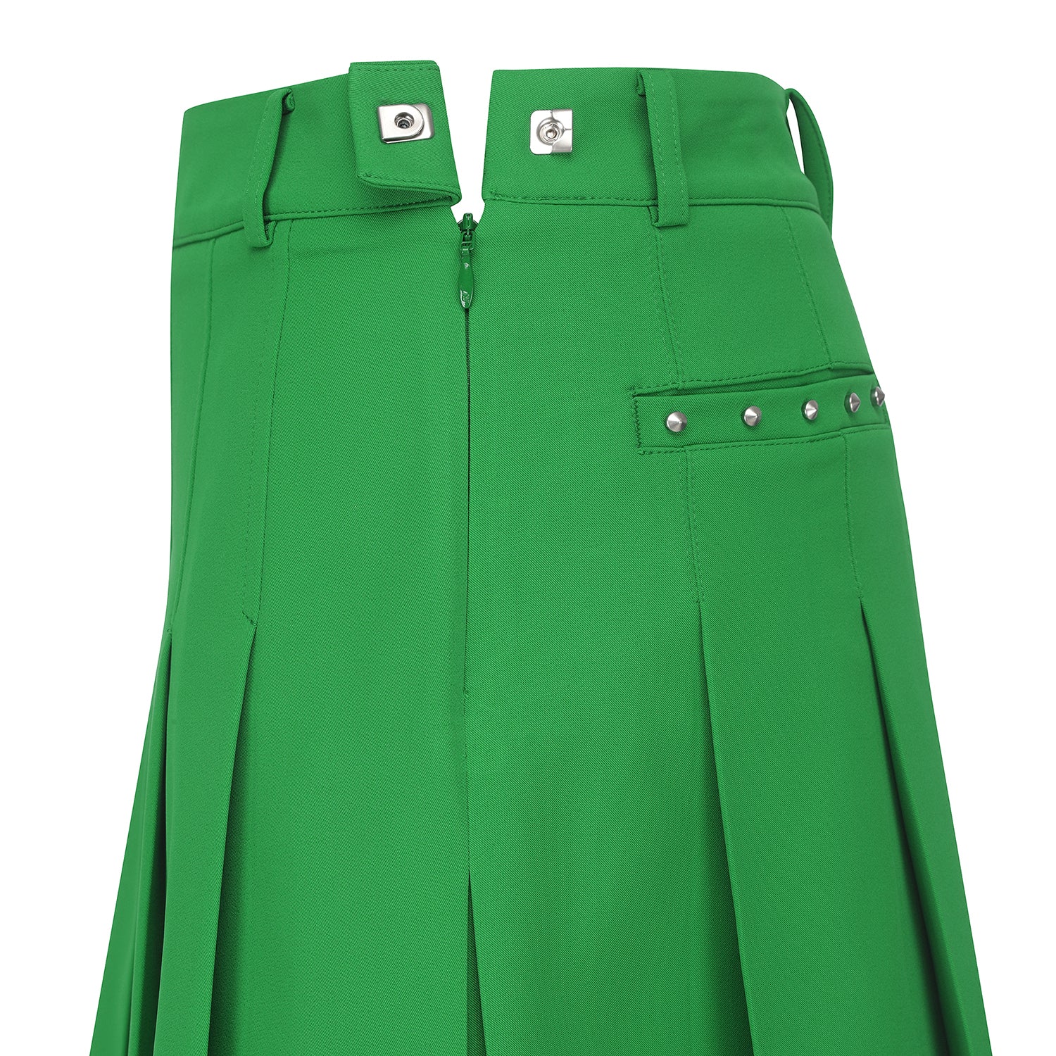 Women's Big Logo Pleats Middle Long Skirt - Green