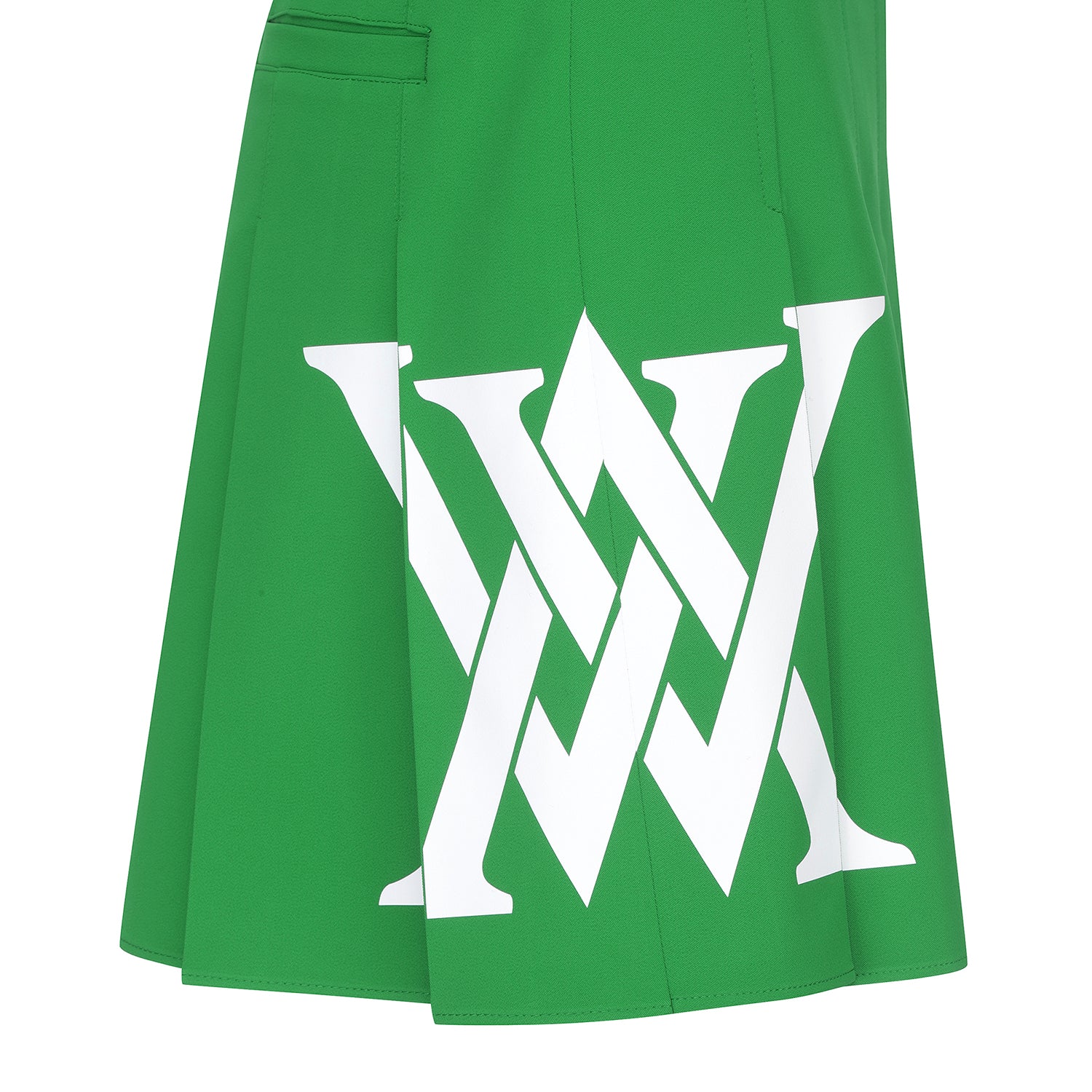 Women's Big Logo Pleats Middle Long Skirt - Green