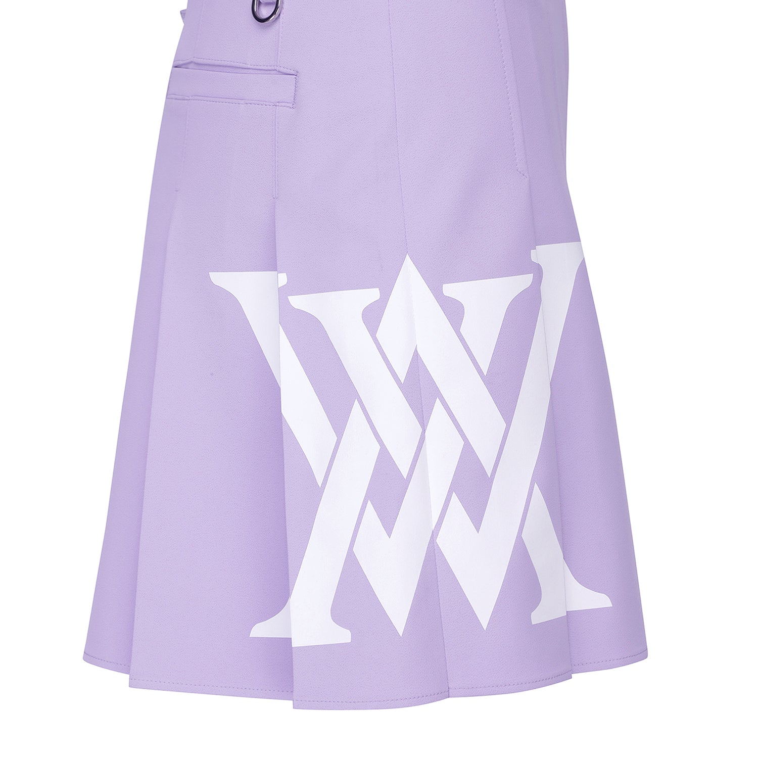 Big Logo Pleats Middle Long Skirt