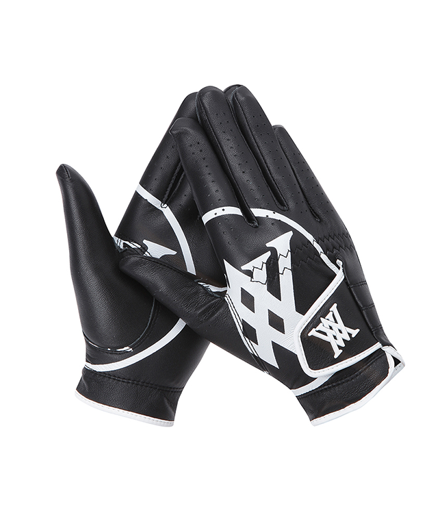 Womens' Big Logo Both Hands Golf Gloves - Black
