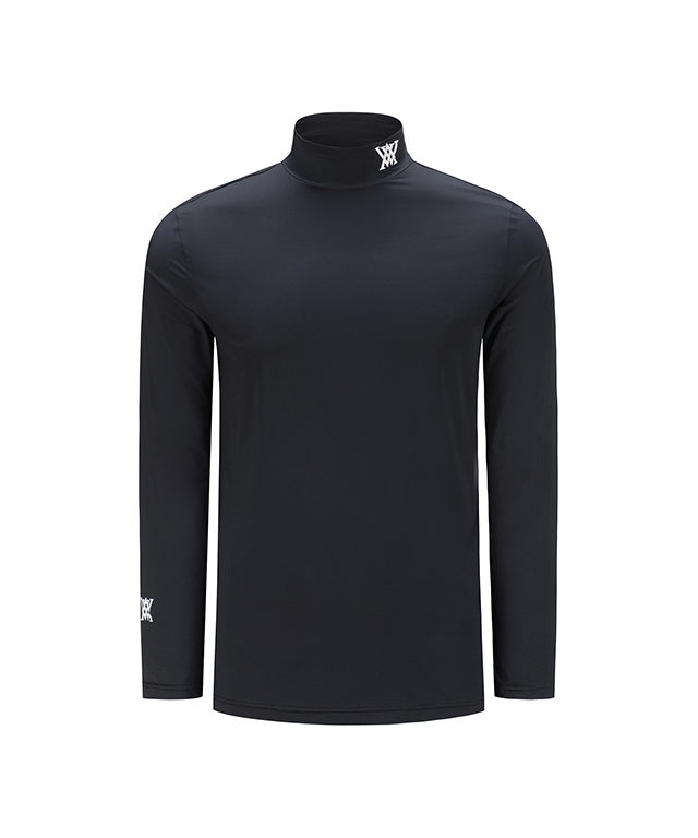 Men's Cold Fabric High Neck T-Shirt - Black