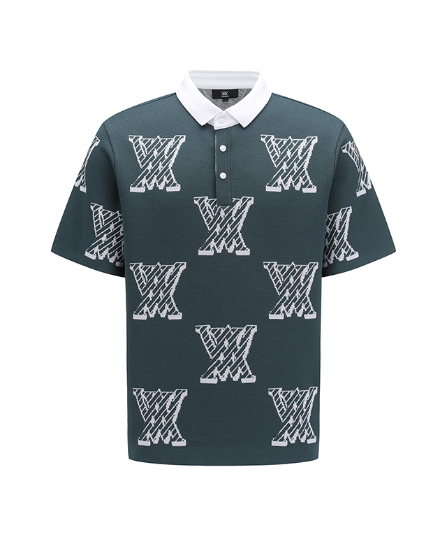 Men's Pixel Logo Point Short Sweater - Green