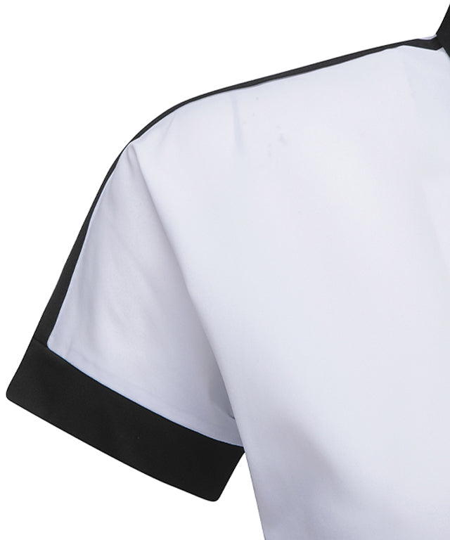 Women's Back Zip Shoulder Tape Point Short T-Shirt - White