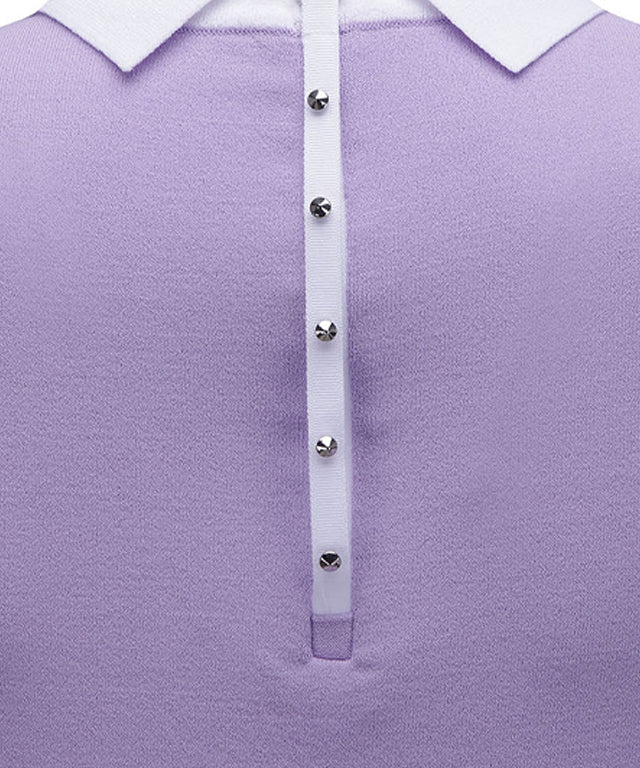 Women's Back Zipper Point Short Sweater - Lavender
