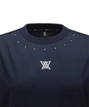 [Legacy Sale] Women's Beads Point Crop Short Sleeve  T-Shirt - Navy