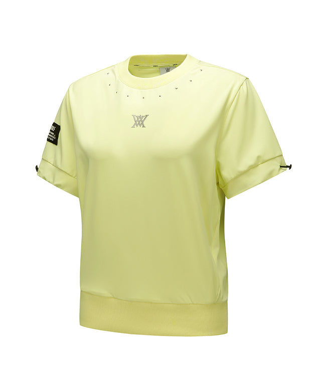 Women's Beads Point Crop Short Sleeve  T-Shirt - Yellow