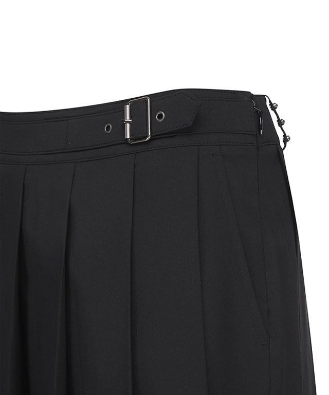 Women's Belt Point Pleats Half Pants
