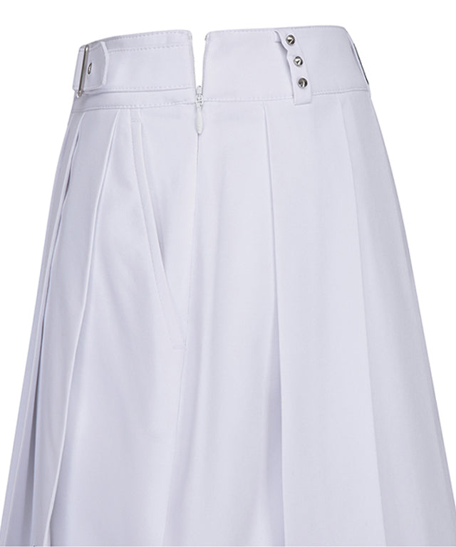 Women's Belt Point Pleats Half Pants