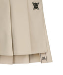 Women's Women Buckle Decoration Pleats Skirt - Beige