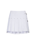 [Legacy Sale]  Women's Buckle Decoration Pleats Skirt - White