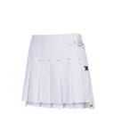 [Legacy Sale]  Women's Buckle Decoration Pleats Skirt - White