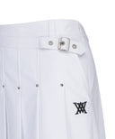 [Legacy Sale]  Women's Buckle Decoration Pleats Skirt - White