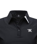 Women's Collar Point Back Ventilation Short T-Shirt - Black