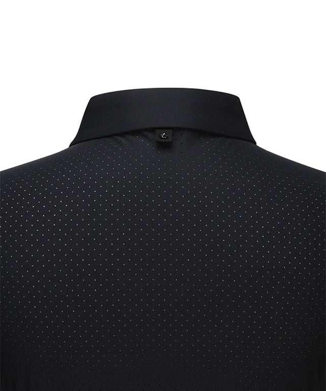 Women's Collar Point Back Ventilation Short T-Shirt - Black